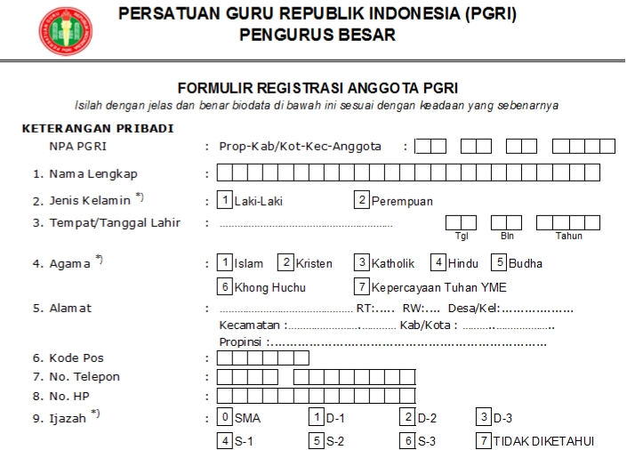 Pendaftaran PGRI Gayo Lues - Persatuan Guru Republik Indonesia Cabang Gayo Lues
